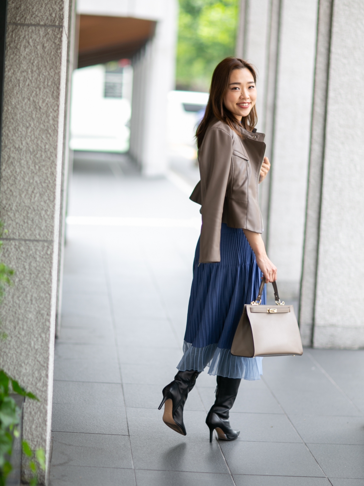 Tuck skirt knit onepiece style01